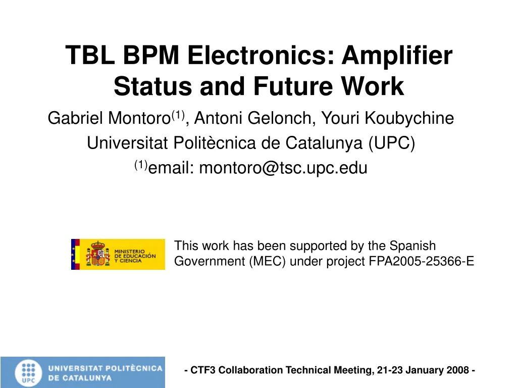 tbl bpm electronics amplifier status and future work