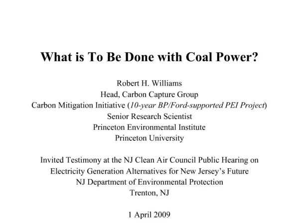What is To Be Done with Coal Power