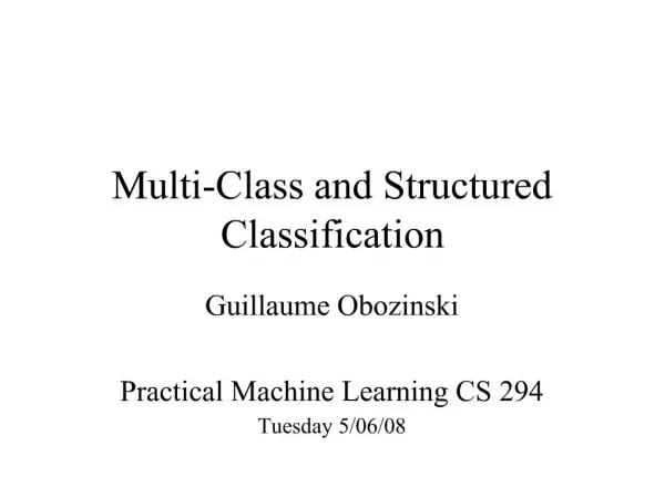 Multi-Class and Structured Classification