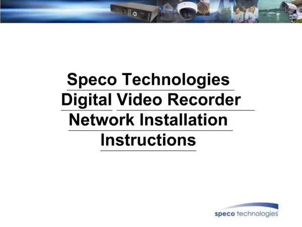 Speco Technologies Digital Video Recorder Network Installation Instructions