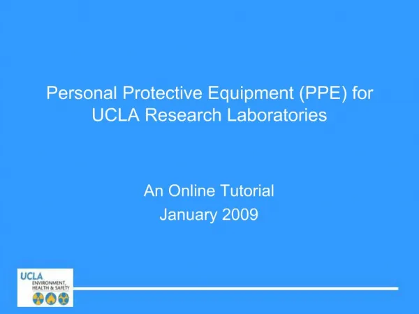 Personal Protective Equipment PPE for UCLA Research Laboratories