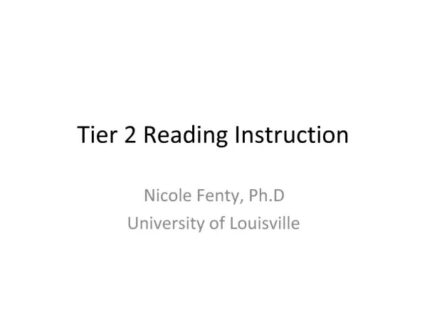 Tier 2 Reading Instruction