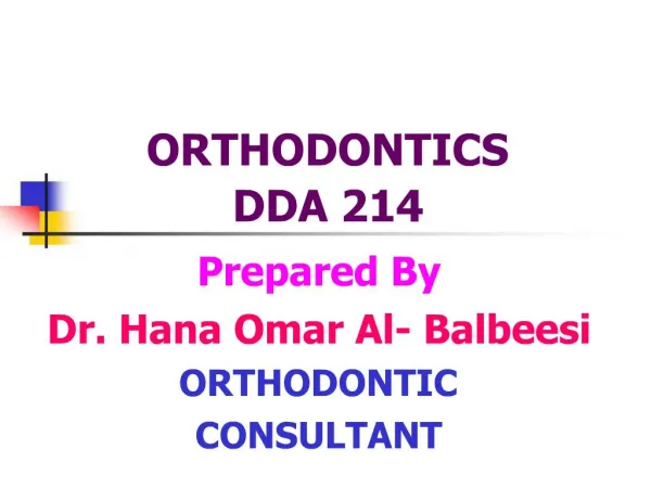ORTHODONTICS DDA 214