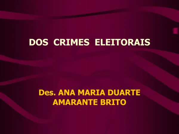 DOS CRIMES ELEITORAIS