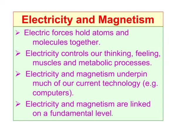 Electricity and Magnetism