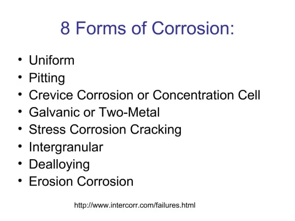 8 Forms of Corrosion:
