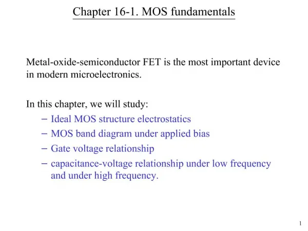 Chapter 16-1. MOS fundamentals