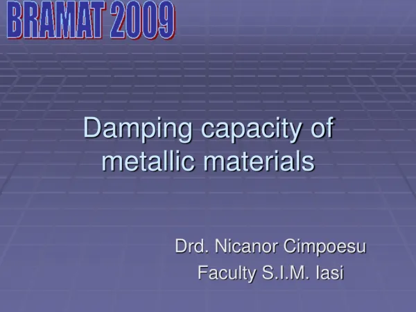 Damping capacity of metallic materials