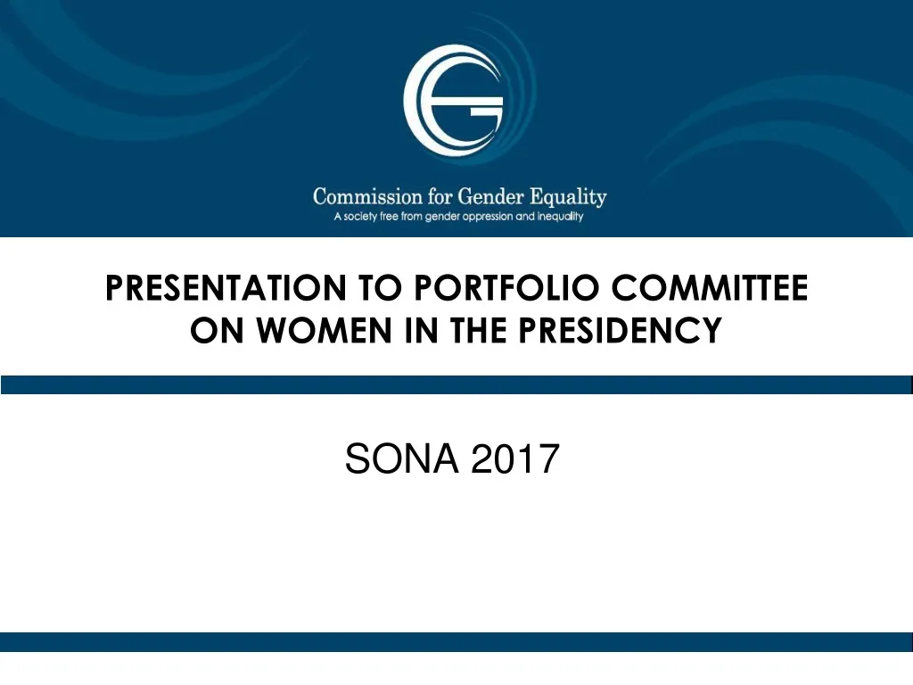 presentation to portfolio committee on women in the presidency