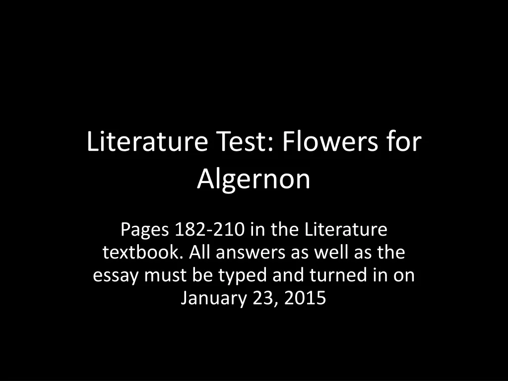 literature test flowers for algernon
