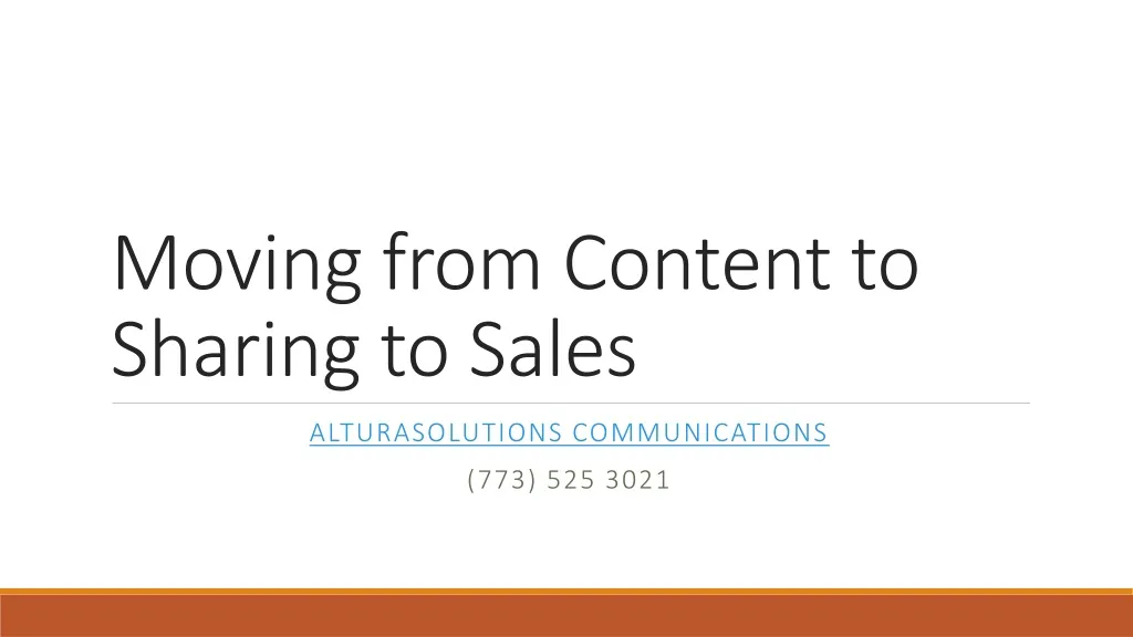 moving from content to sharing to sales
