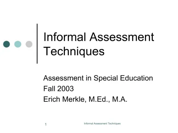 Informal Assessment Techniques