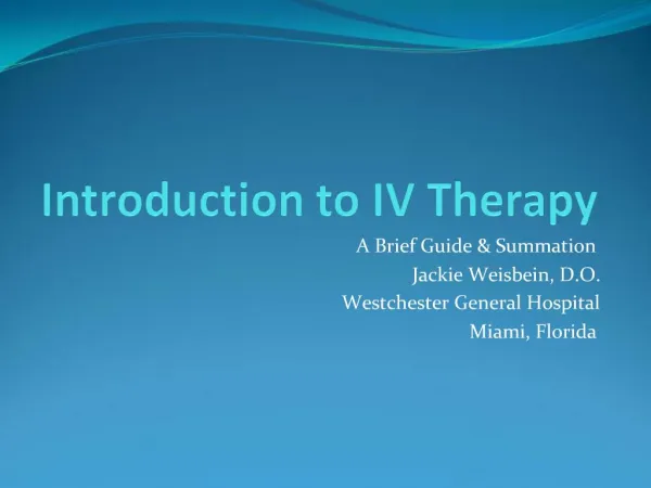 Introduction to IV Therapy