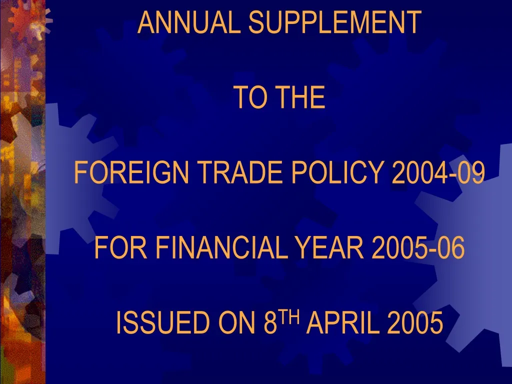 annual supplement to the foreign trade policy