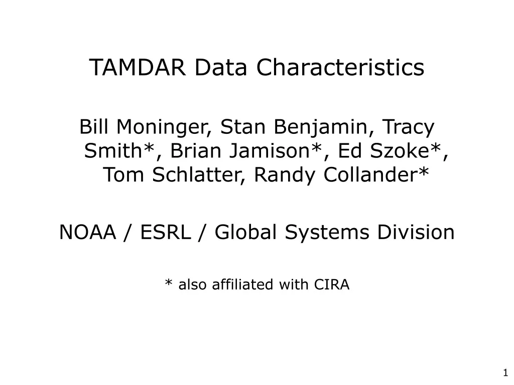 tamdar data characteristics