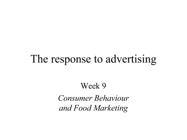The response to advertising