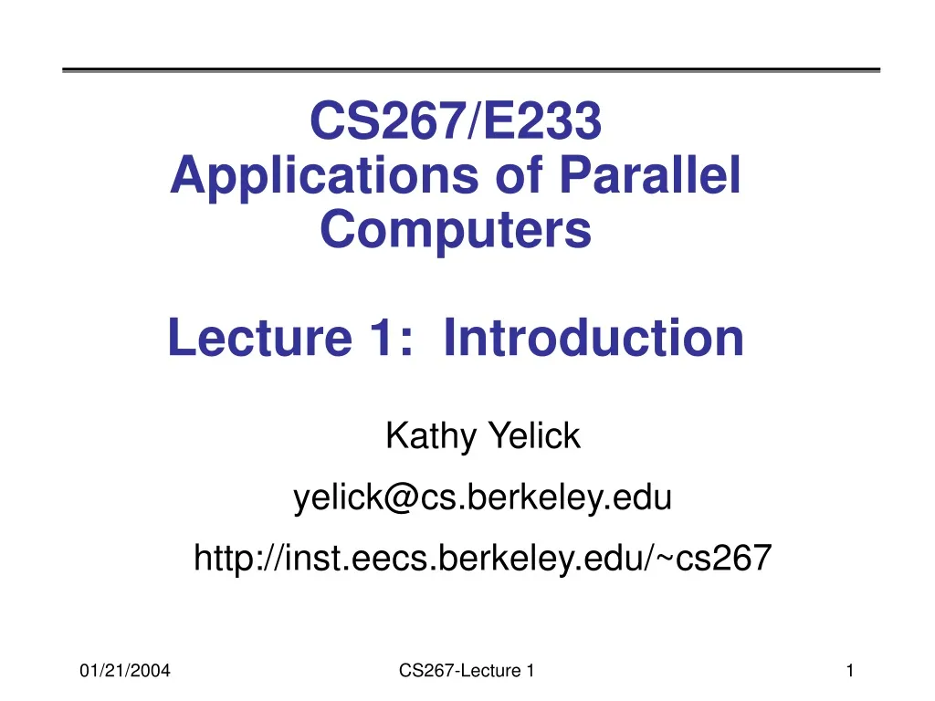 cs267 e233 applications of parallel computers lecture 1 introduction