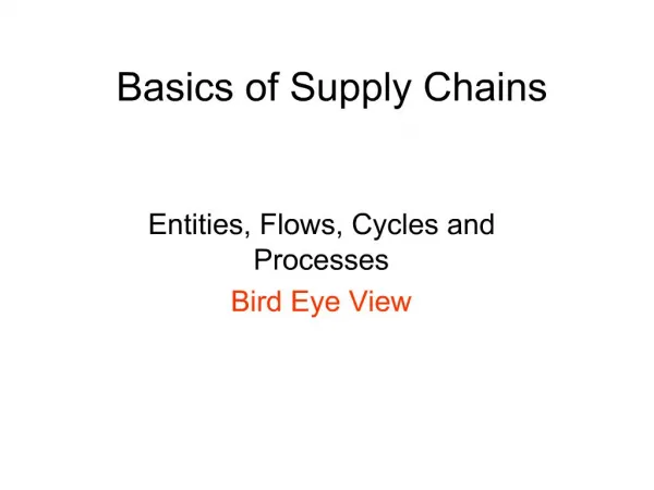 Basics of Supply Chains