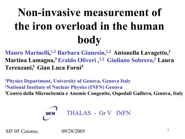 Non-invasive measurement of the iron overload in the human body