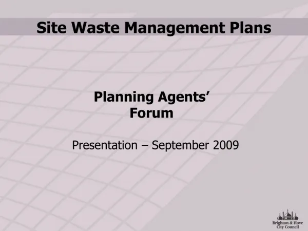 Site Waste Management Plans