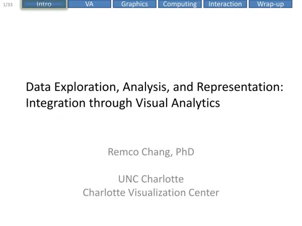 Data Exploration, Analysis, and Representation: Integration through Visual Analytics