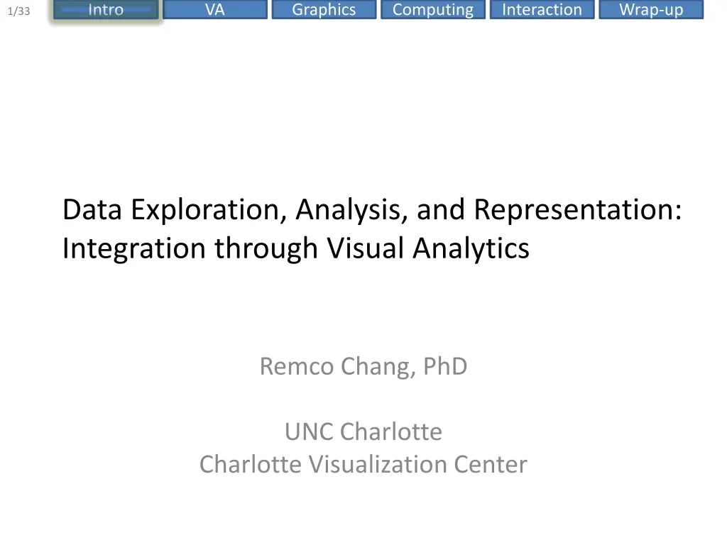 data exploration analysis and representation integration through visual analytics