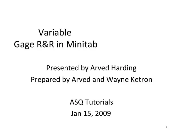 Variable Gage RR in Minitab