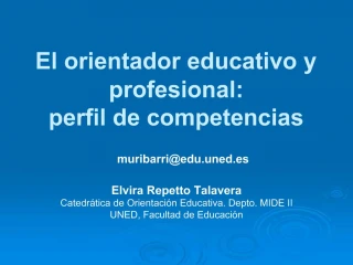 El orientador educativo y profesional: perfil de competencias - slide 1