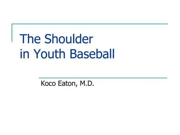 The Shoulder in Youth Baseball