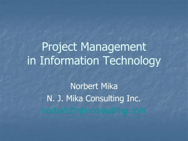 Project Management in Information Technology