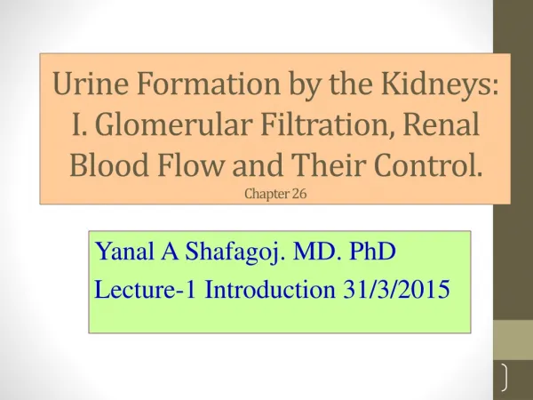 Yanal A Shafagoj. MD. PhD Lecture-1 Introduction 31/3/2015