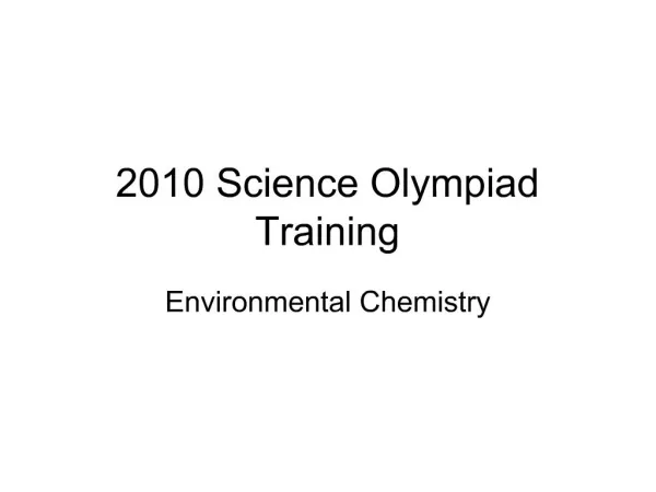 2010 Science Olympiad Training
