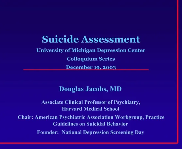 Questions about Suicide Assessment