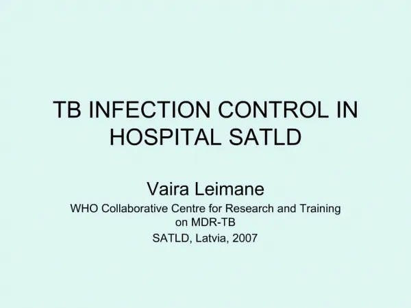 TB INFECTION CONTROL IN HOSPITAL SATLD