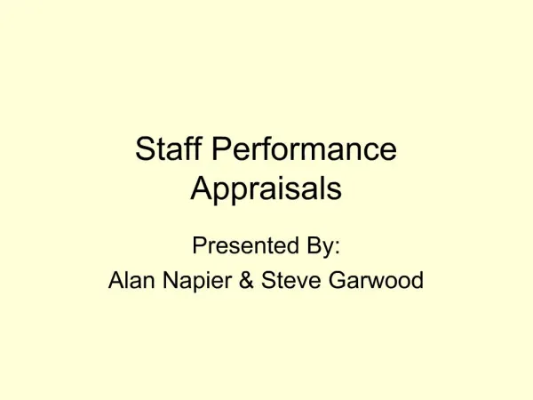 Staff Performance Appraisals