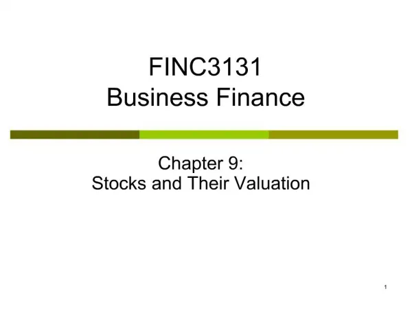 FINC3131 Business Finance