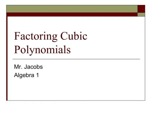 Factoring Cubic Polynomials