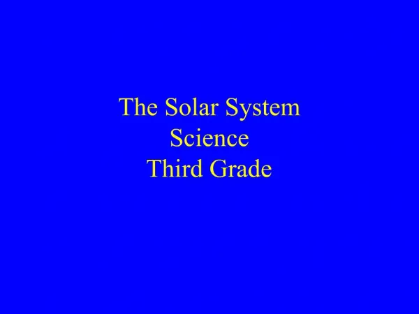 The Solar System Science Third Grade