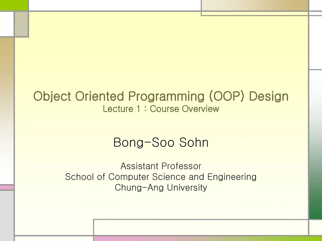object oriented programming oop design lecture 1 course overview