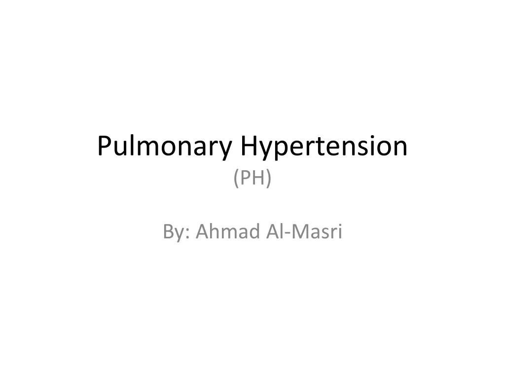 pulmonary hypertension ph