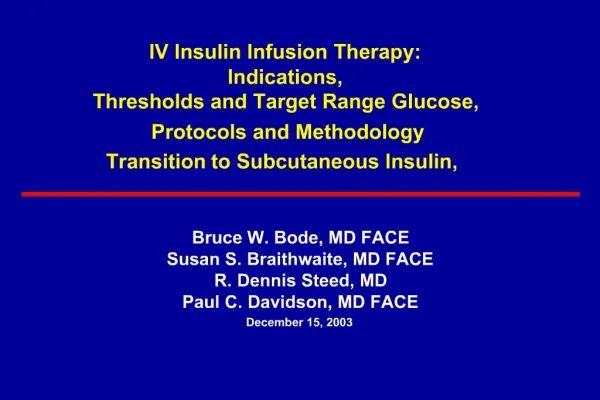 Indications for IV Insulin Infusion