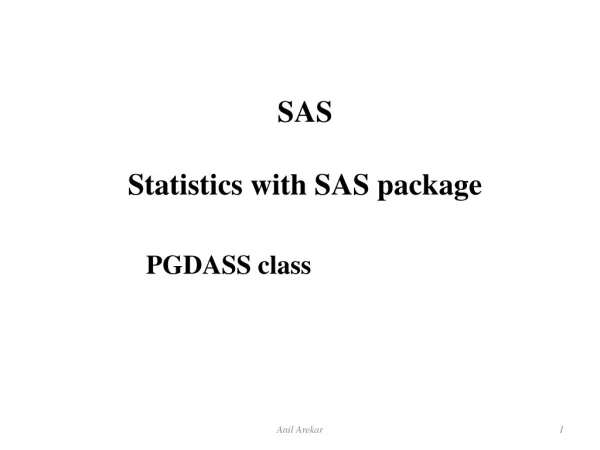 SAS Statistics with SAS package