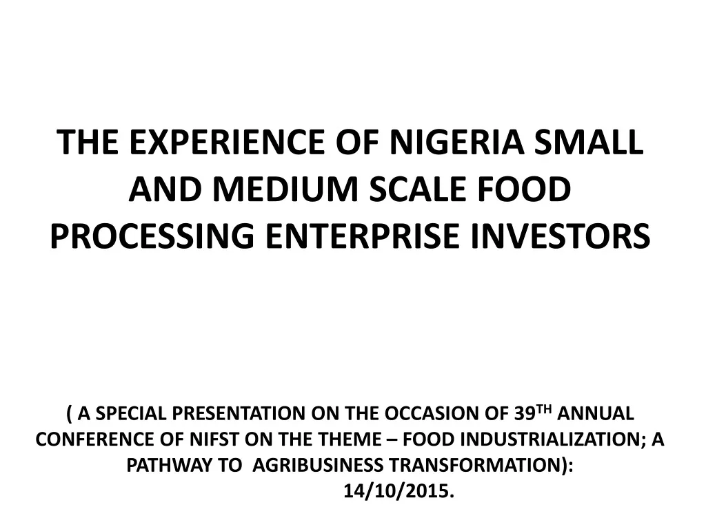 the experience of nigeria small and medium scale