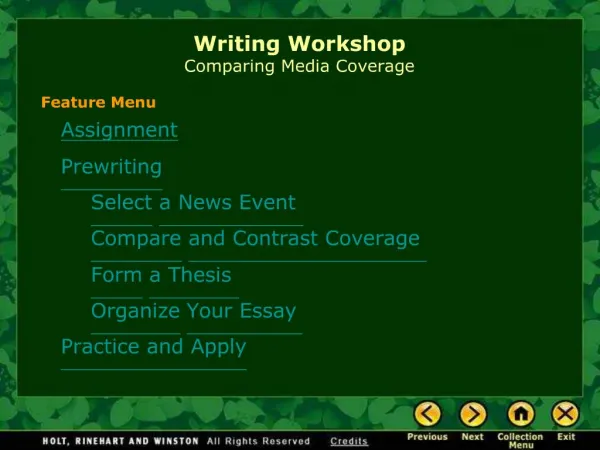 Writing Workshop Comparing Media Coverage