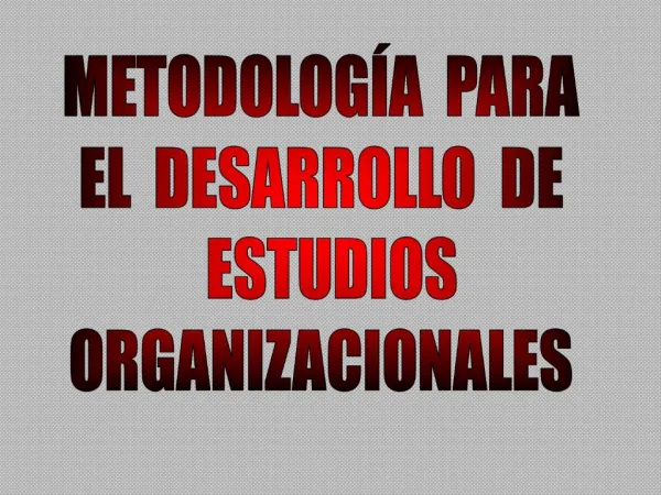 ETAPAS DE LA METODOLOG A PARA EL DESARROLLO DE ESTUDIOS ORGANIZACIONALES