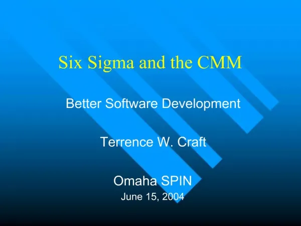 Six Sigma and the CMM