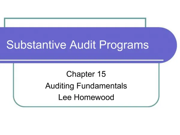 Substantive Audit Programs