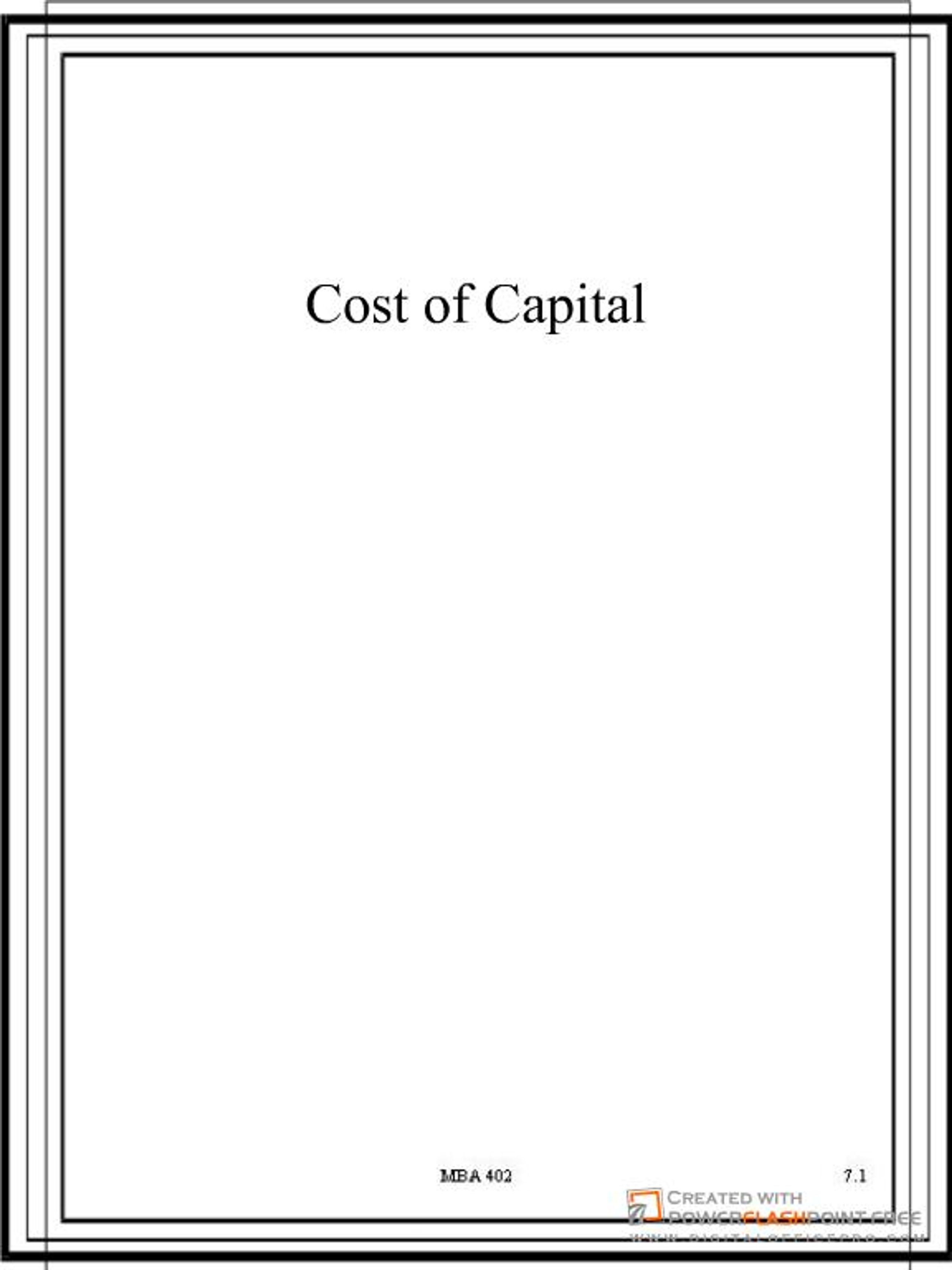 PPT - Cost of Capital PowerPoint Presentation, free download - ID:2303