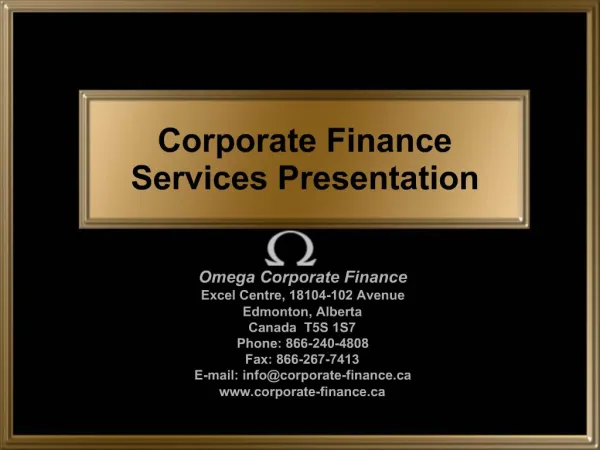 Corporate Finance Services Presentation