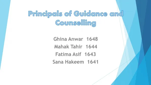 Principals of Guidance and Counselling